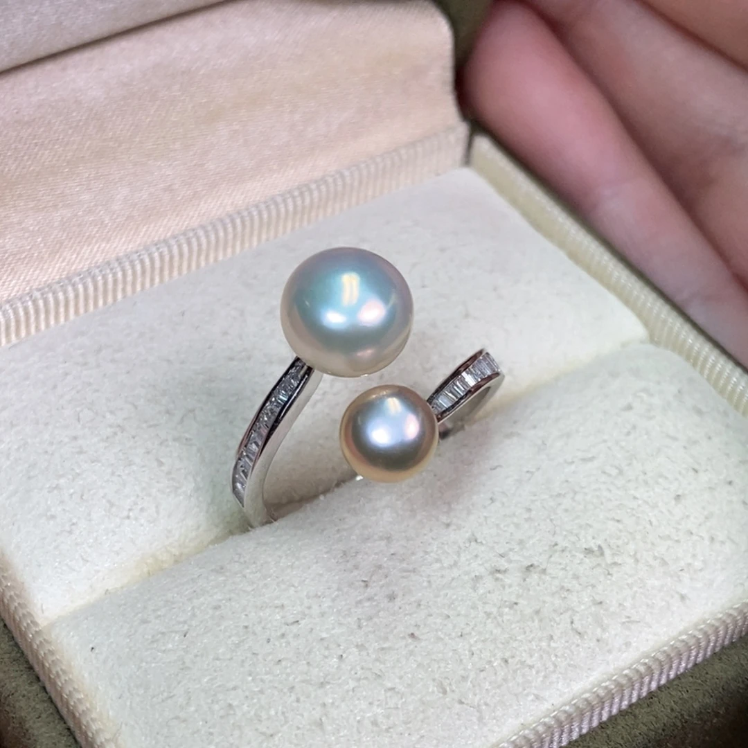 戒指银S925镶嵌淡水珍珠