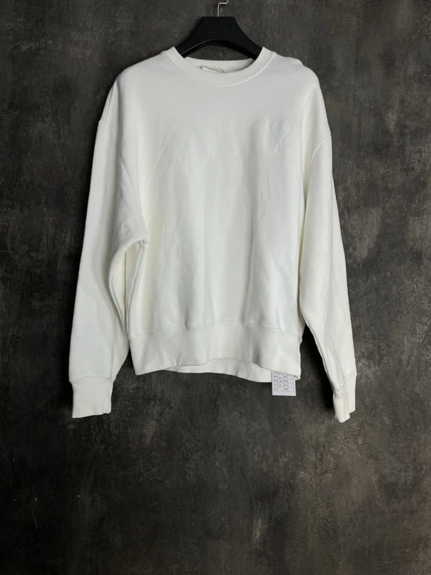 全新未使用 AMI DE COEUR XL码*1/白色刺绣小爱心圆领卫衣/02142