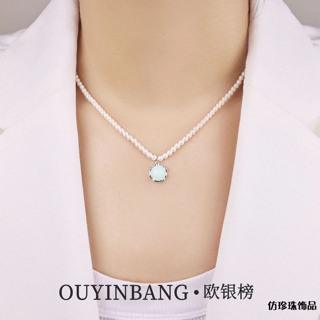 吊坠925银亚克力 欧银榜 银质 亚克力 小玉 王妃项链 YB8511轻奢