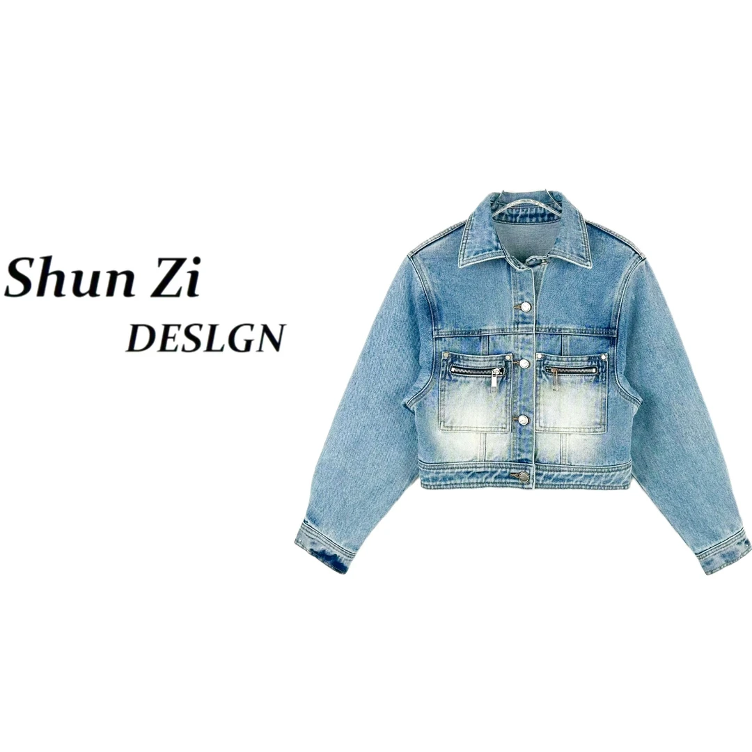 顺子/SZ6968-1 设计师款2025年新款潮牌时尚复古洗水牛仔外套