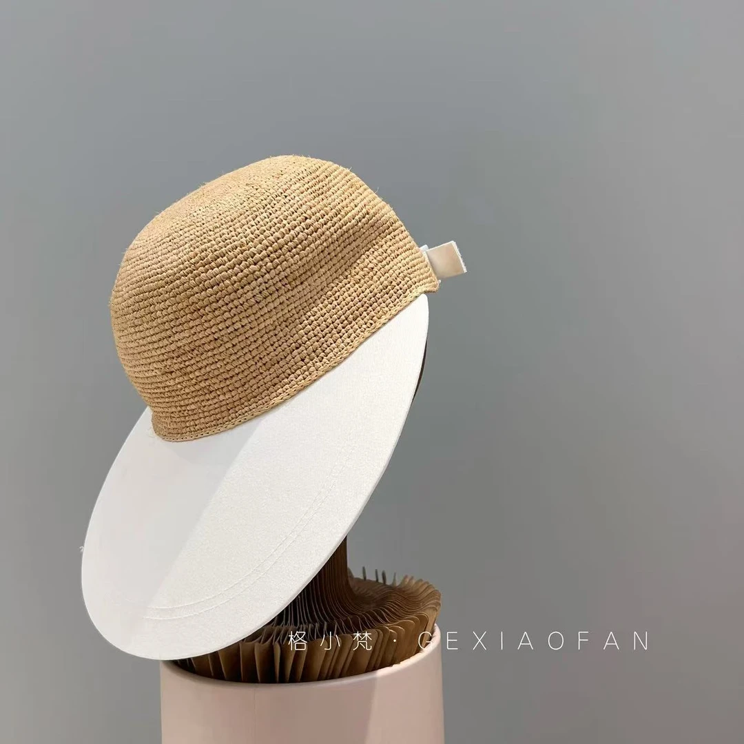 董洁同款拉菲草鸭舌帽女夏百搭大檐防晒遮阳大头围显脸小草编草帽