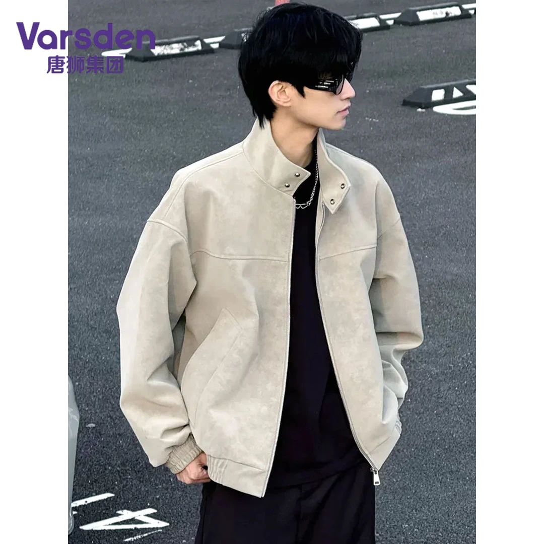 唐狮集团Varsden美式复古扎染PU皮秋冬加厚夹克cleanfit风外套潮