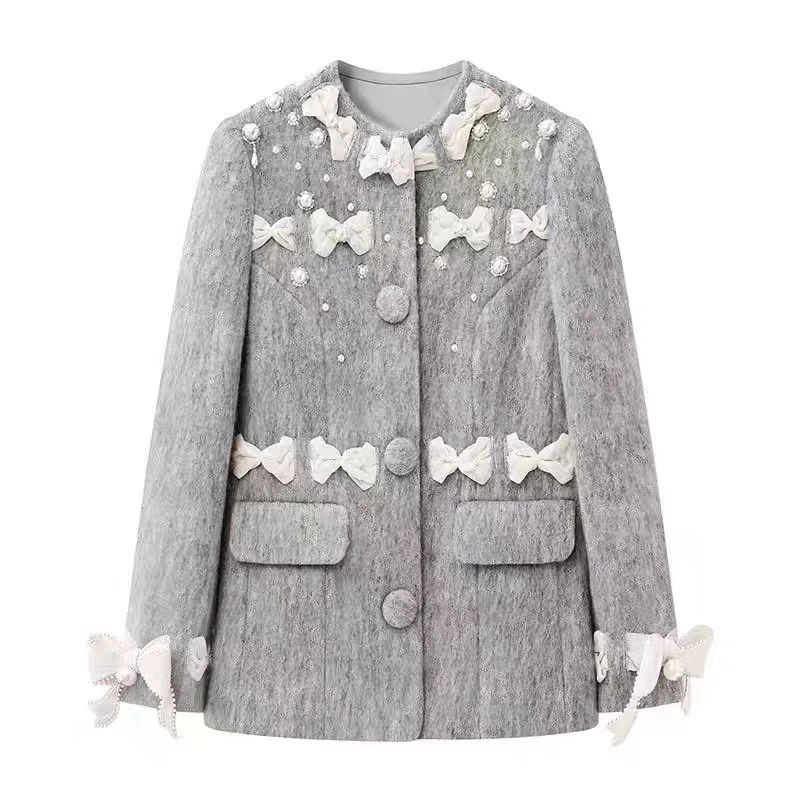 LHTE青青定制女装 冬款轻奢高级感珍珠中长款小香风夹棉外套A5748