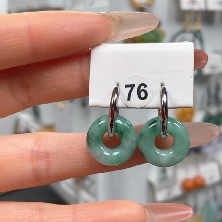 【闪购商品】翡翠耳饰银S925镶嵌耳饰