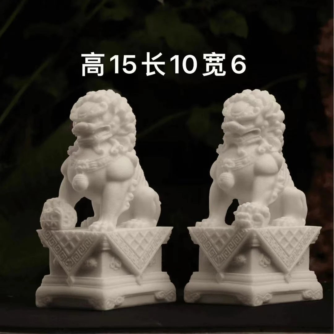 白云石雕狮子开业玄关人造庭院汉摆件招财石狮子清明清仓精品清仓