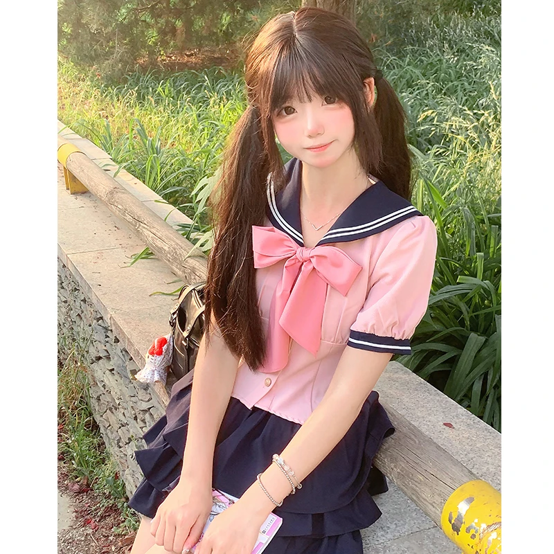 布丁熊】原创jk制服一套装蛋糕裙女高腰显瘦长袖夏季