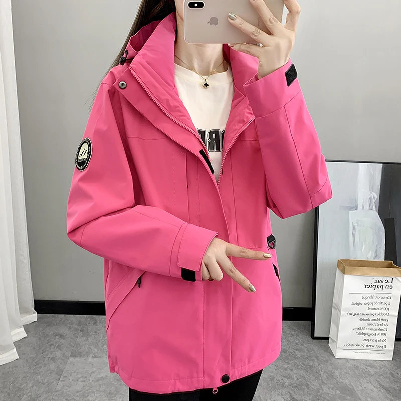 新款爆款2025春秋外贸冲锋衣年轻外套女户外防风衣修身显瘦夹克男