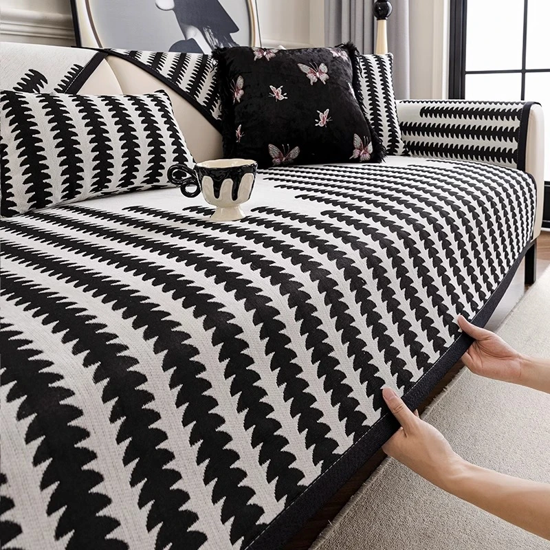 麦颜雪尼尔沙发垫轻奢高级感简约现代真皮专用坐垫子四季通用防滑