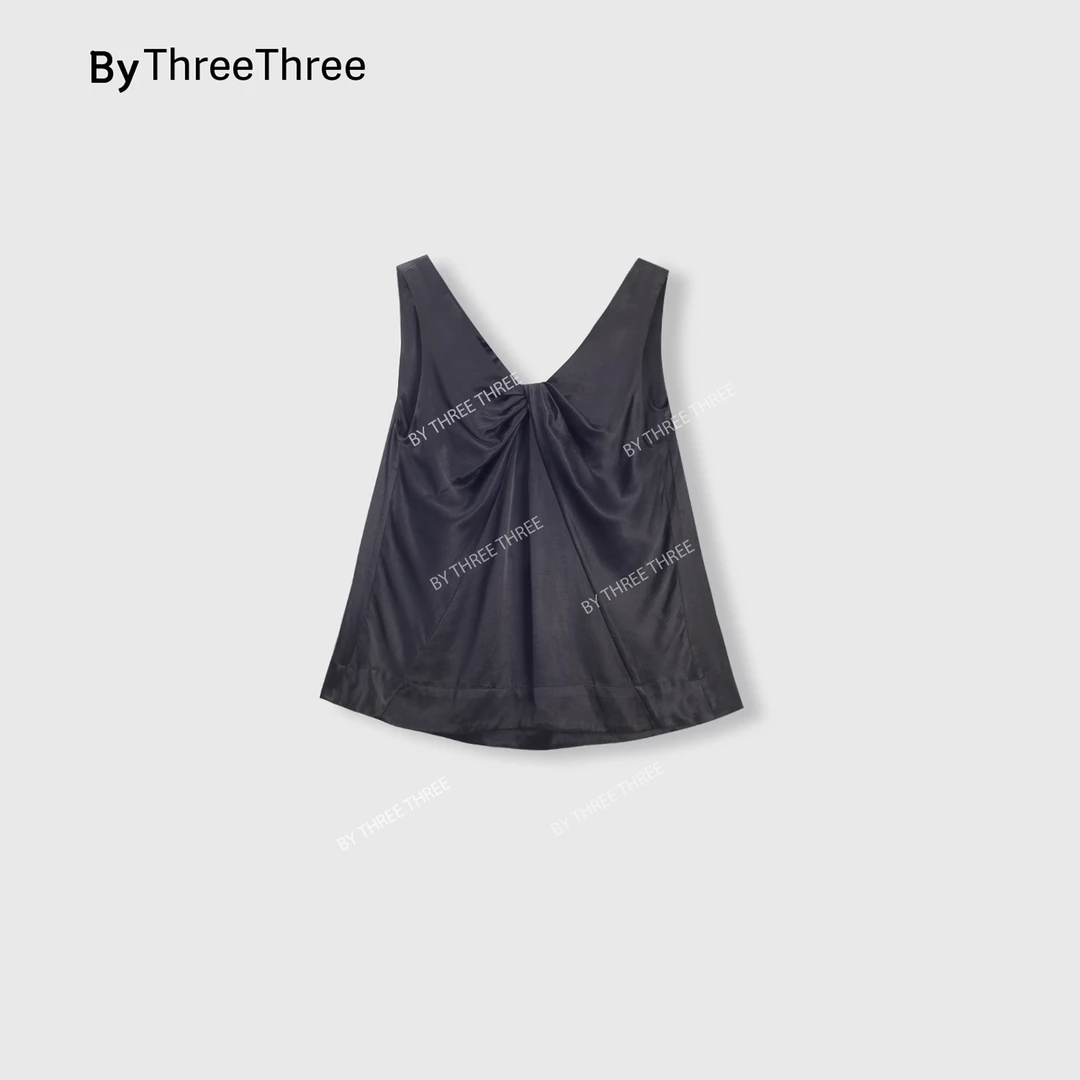 【LiuSanSan】设计感无袖上衣女夏法式简约宽松显瘦扭结背心2506065