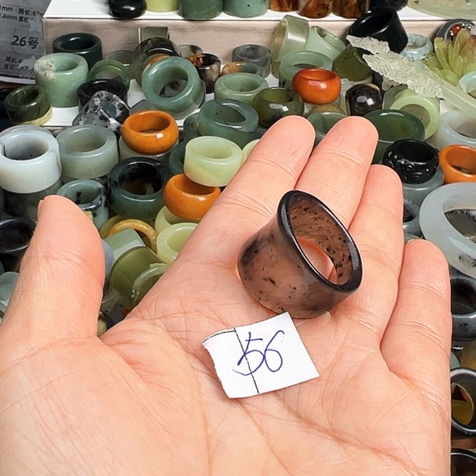 【闪购商品】合金蛇纹石玉戒指G**?