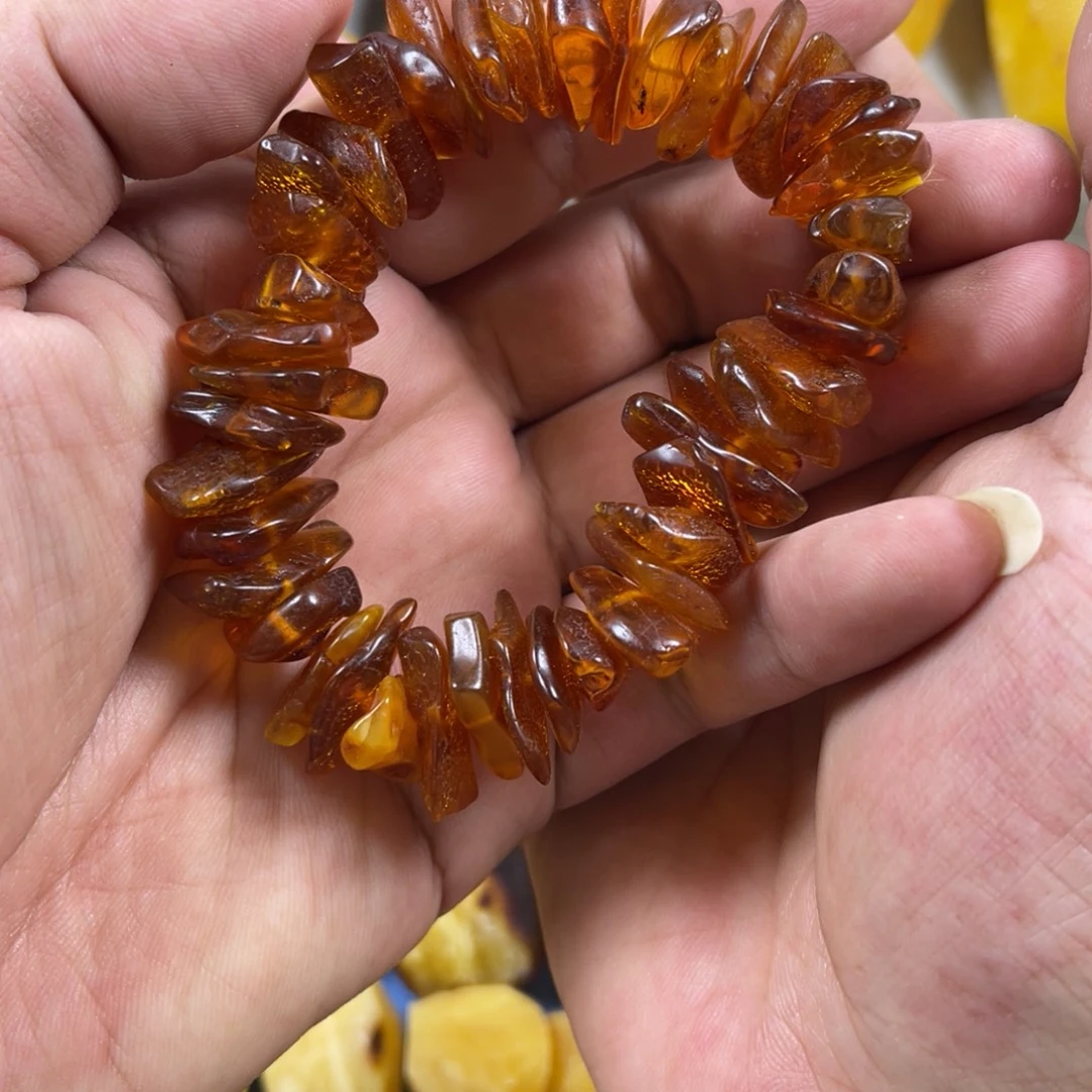 琥珀未镶嵌裸石手串