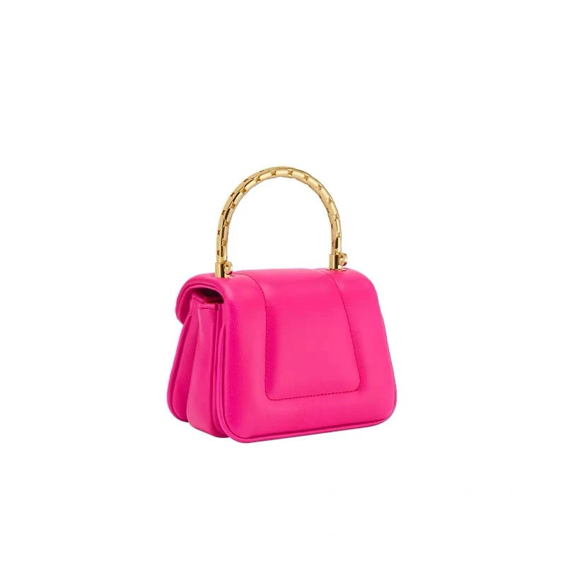 「高定女包」宝家柜柜设计师款牛皮手提包EE6073-玫瑰红