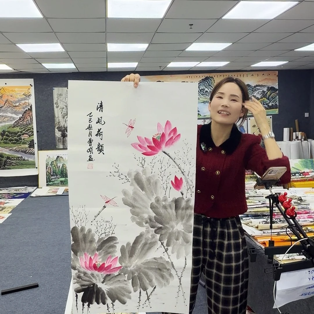 国画作品小姐姐放漏中