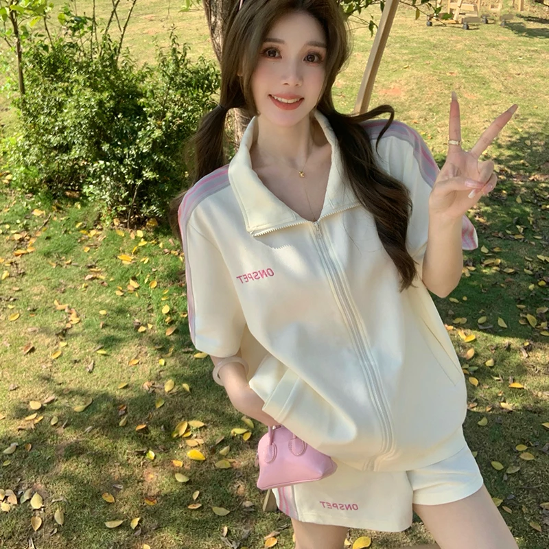 0836大码女装夏季休闲套装学院风减龄大码两件