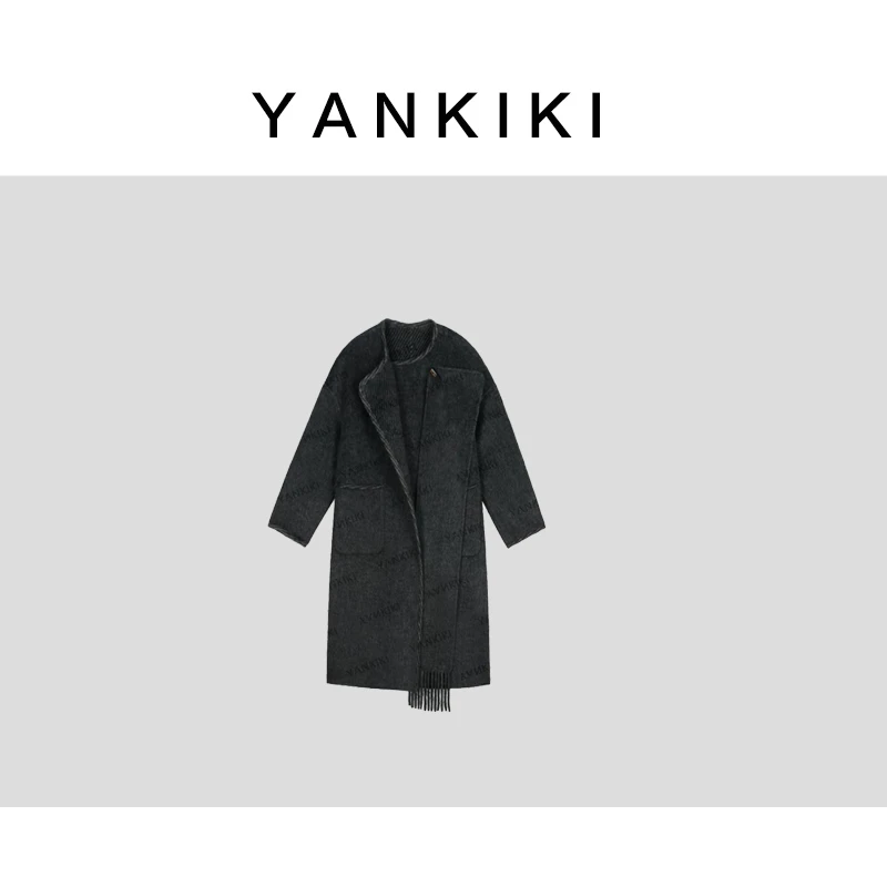 围巾灰大衣 YANKIKI 2025秋冬季款NEW