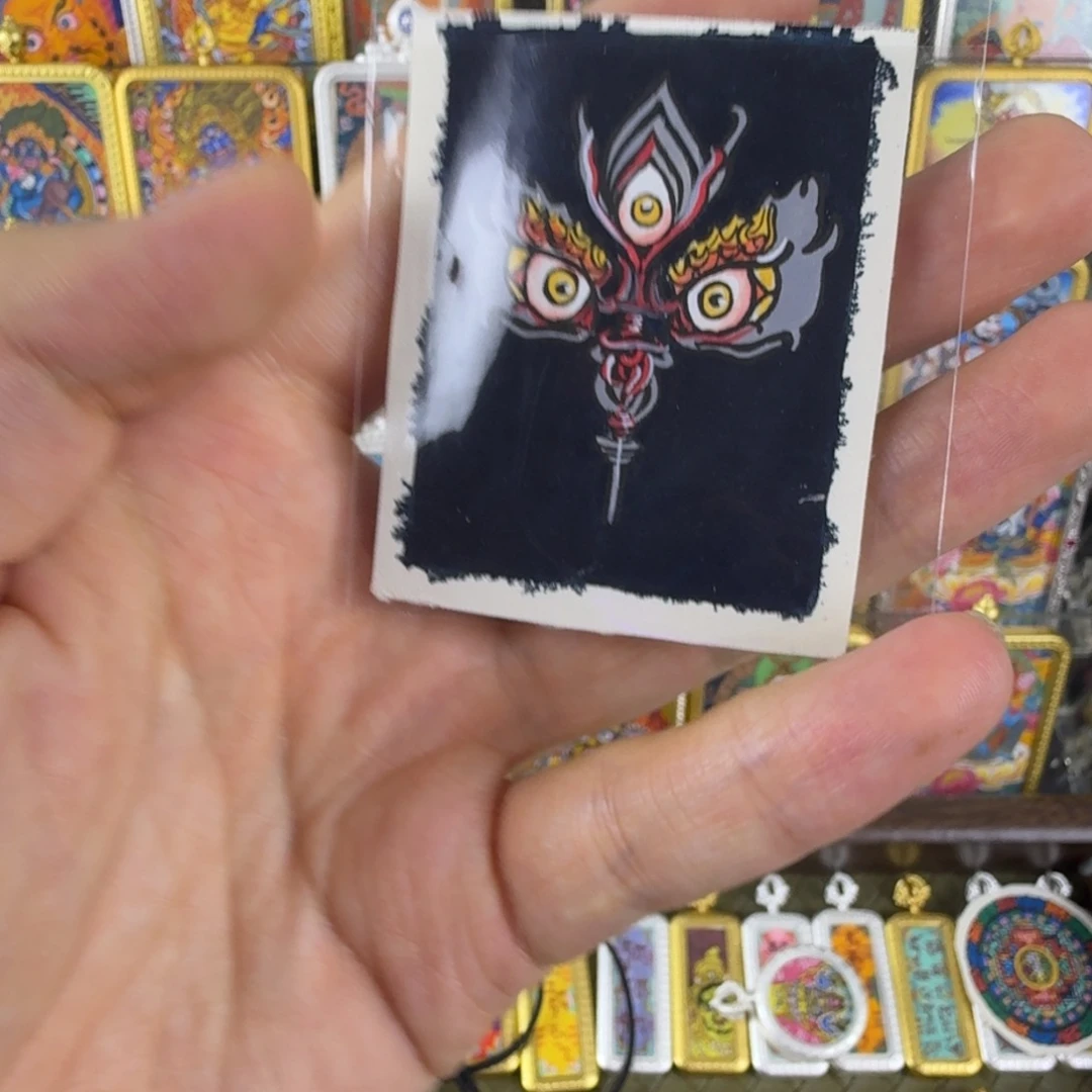 吊坠纯手绘黑财神面首