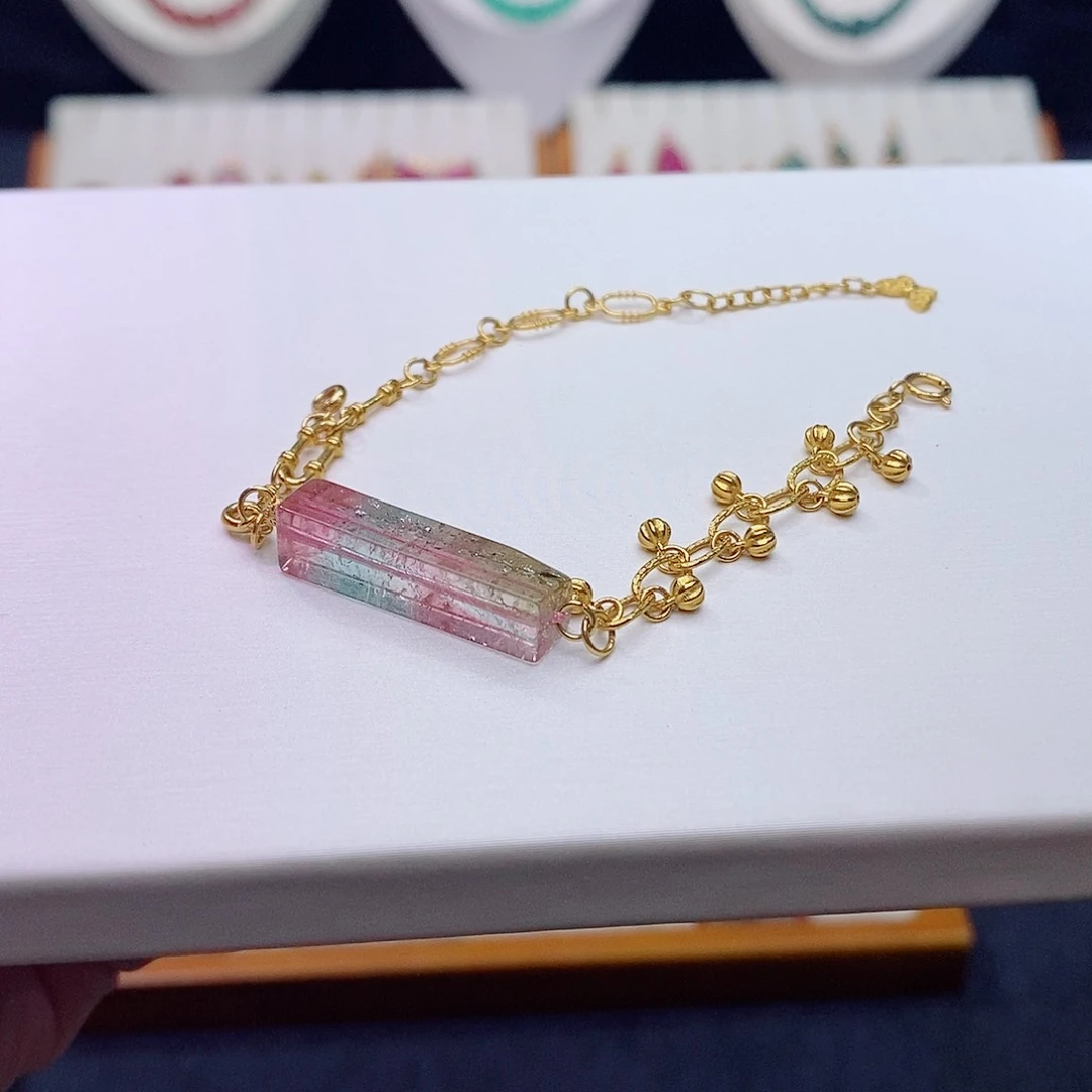 碧玺碧玺m18K金镶嵌手链