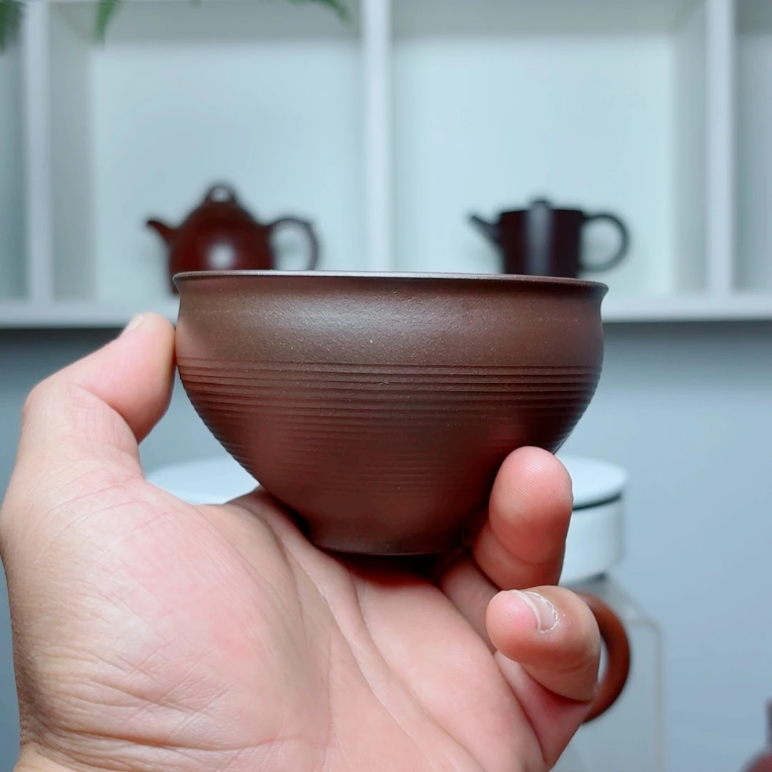 紫砂茶壶龙窑柴烧主人杯150毫升 原矿红皮龙