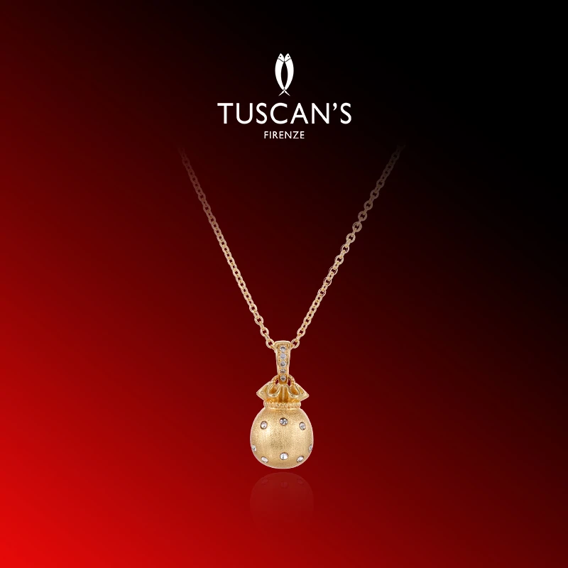 铜项链 TUSCAN'S 铜项链 精致镶嵌小福袋锁骨链女项链时代双鱼
