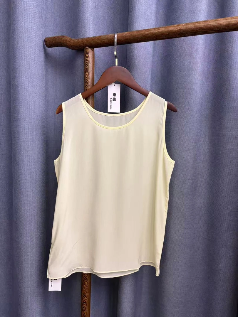2025夏季新款简约休闲百搭桑蚕丝双绉背心H1666