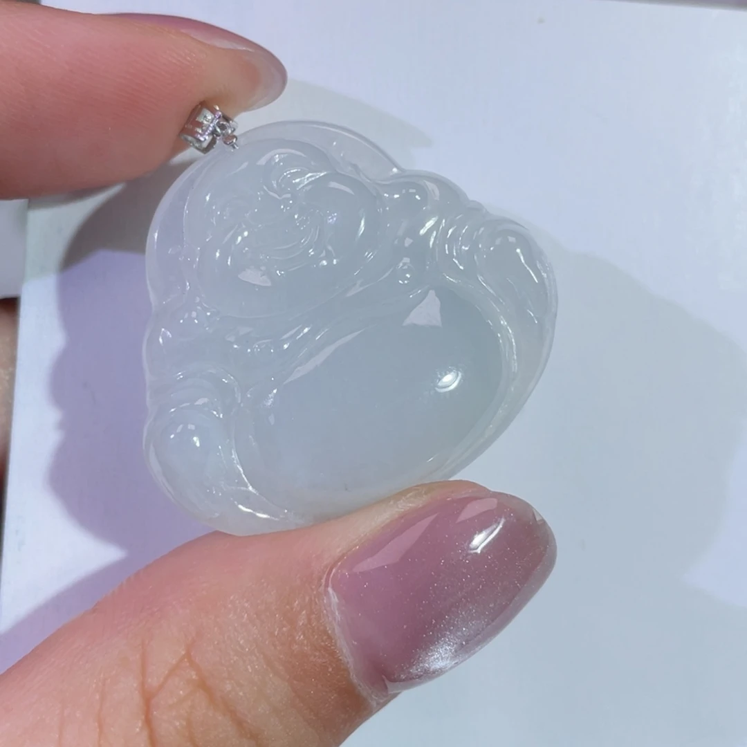 翡翠18K金镶嵌颈饰佛公