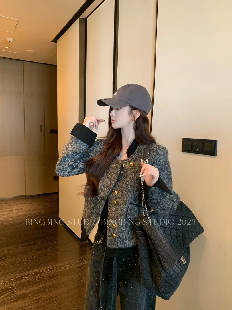 冰冰「幕秋晚风」秋冬时尚气质小众休闲洋气百搭减龄外套BBQ5WT6954