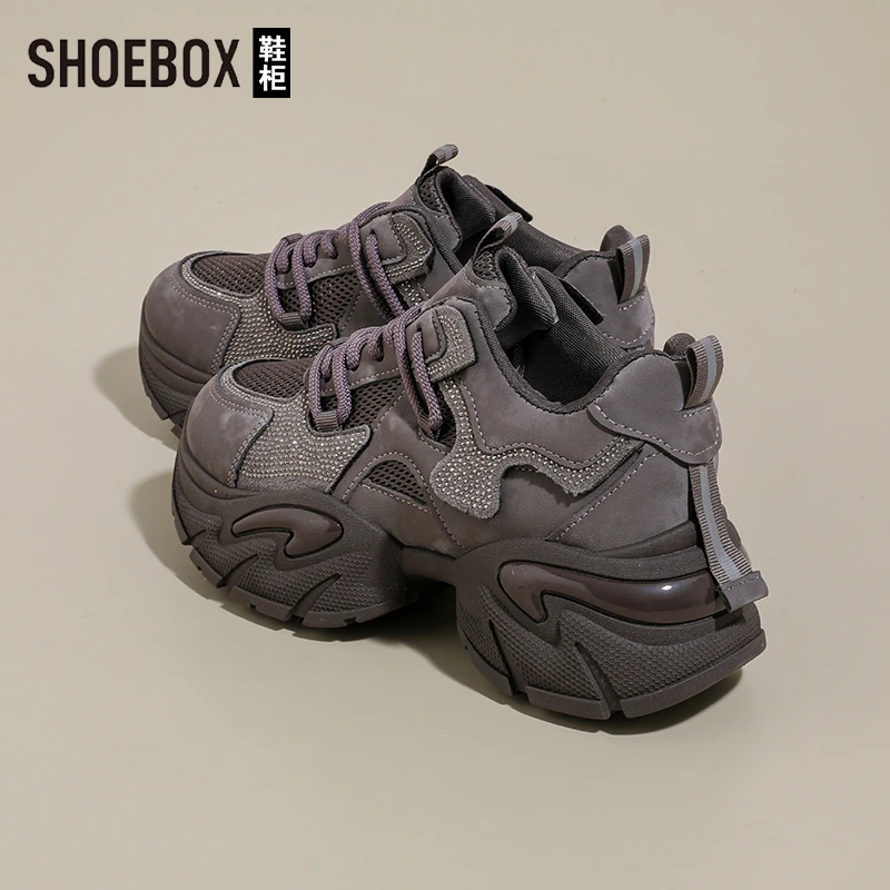 达芙妮旗下鞋柜厚底增高老爹鞋女款2025冬新款显脚小时尚休闲鞋子