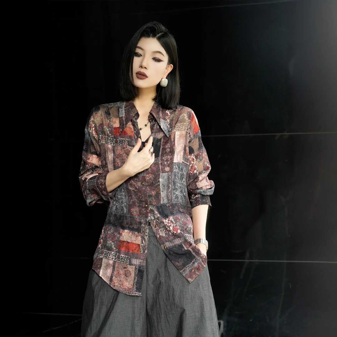 POPULARYW【半日闲】Z·R上品屋  港风气质翻领微透感防晒衬衫上衣