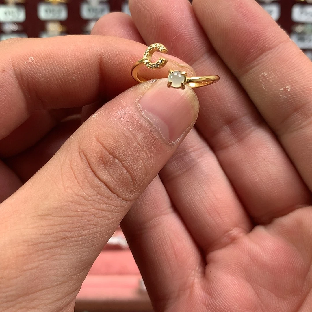 翡翠银S925镶嵌戒指241