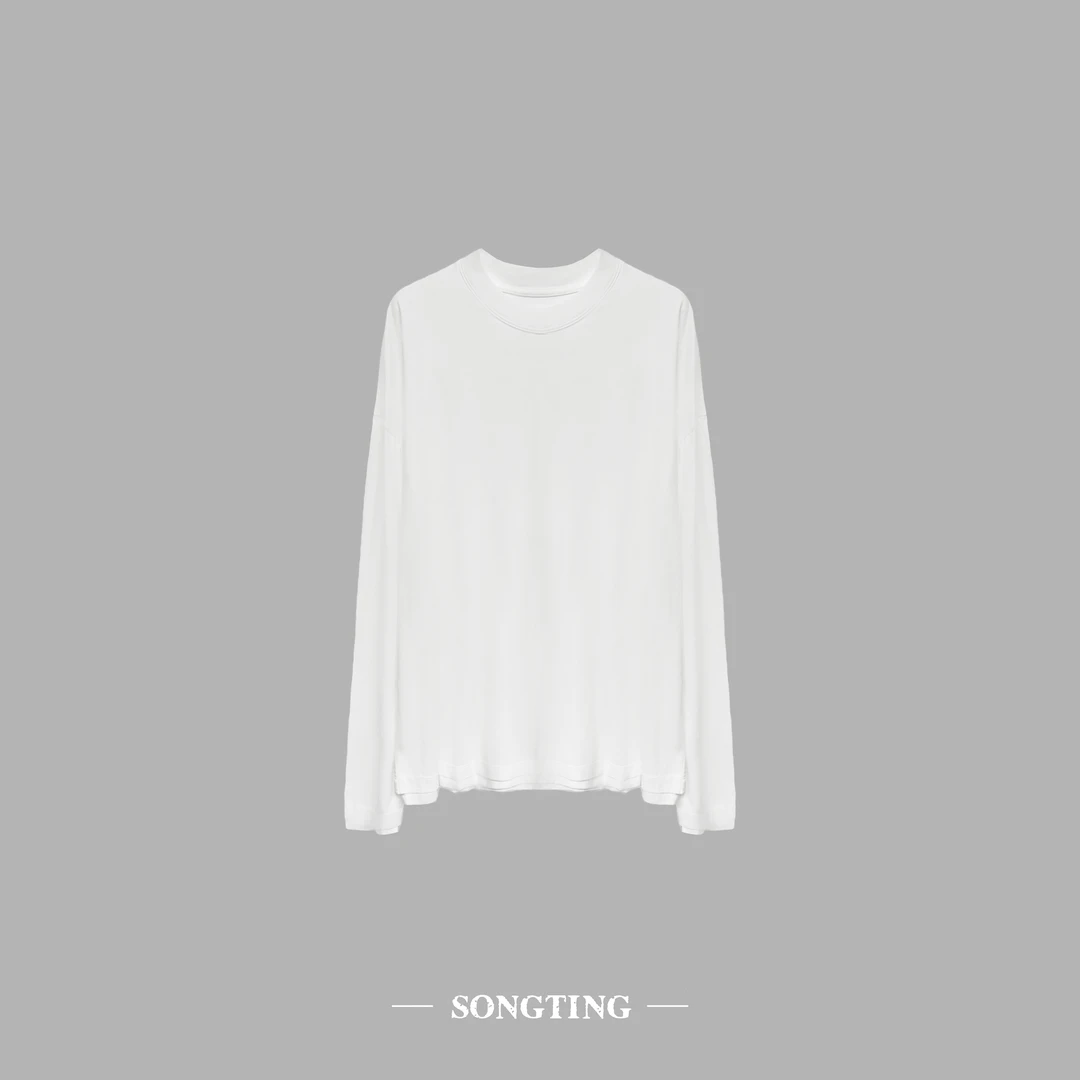 SONG TING｜比马棉超软糯白色双层结构长袖T恤