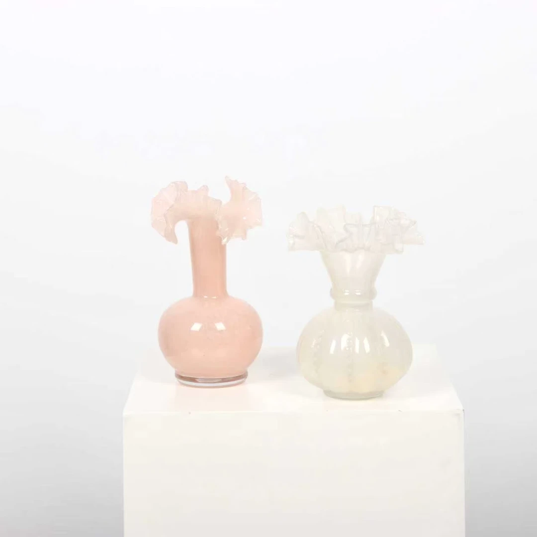 ins梦幻白波浪口花瓶艺术家居水养软装家居装饰摆件花瓶小花瓶