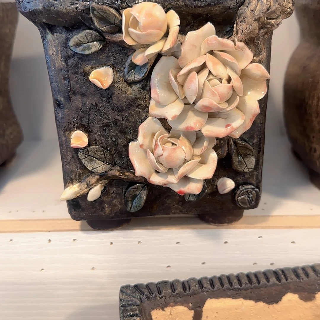 N青墨花器麦饭石花盆
