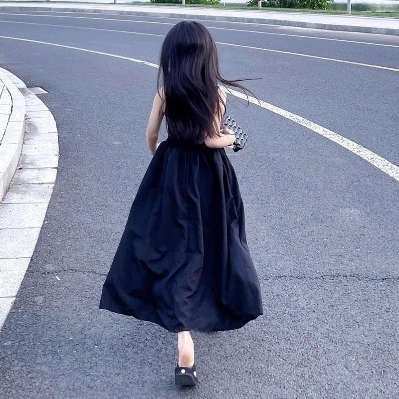 FAVMARTHA女童连衣裙夏装洋气中大童赫本风无袖公主裙小女孩度假