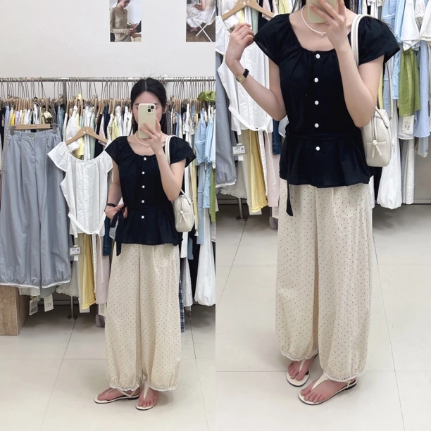 E sè 韩系女装新款休闲裤韩系百搭衬衫