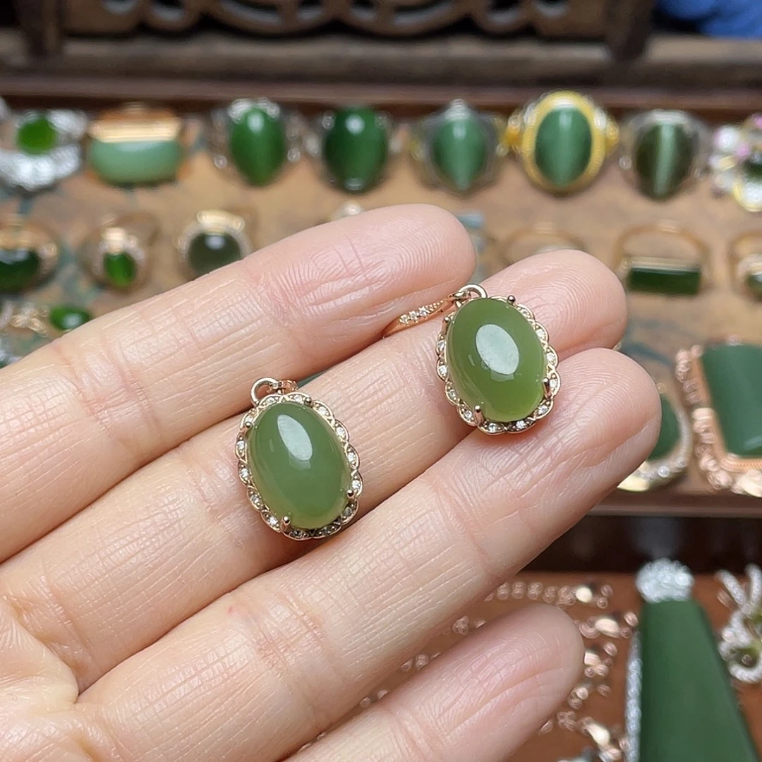 和田玉（碧玉）银S925镶嵌吊坠(赠链)