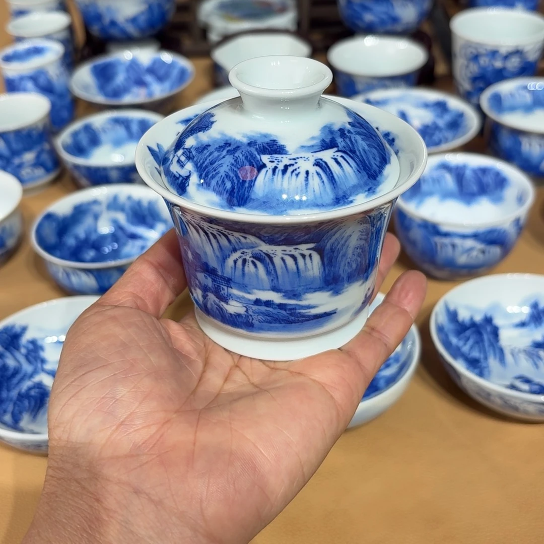 景德镇纯手绘盖碗