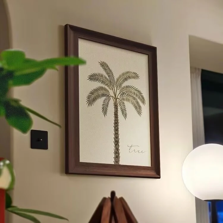 南洋棕榈树玄关复古高级卧室装饰画法式餐厅挂画客厅壁画A09