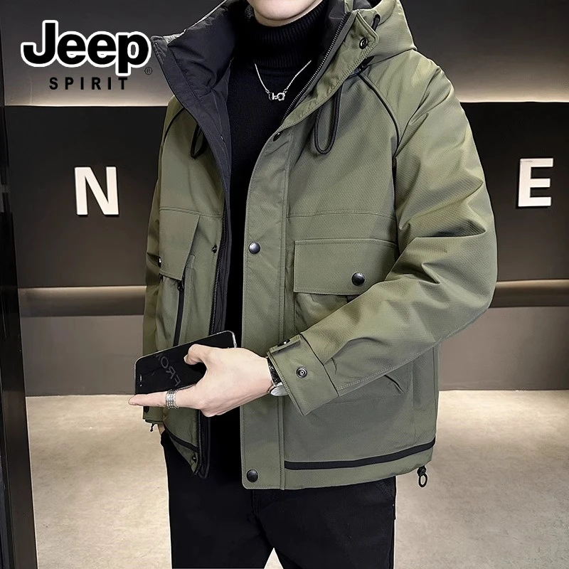 JEEPSPIRIT吉普防寒羽绒服男装加厚冬季新款潮流美式工装冲锋外套