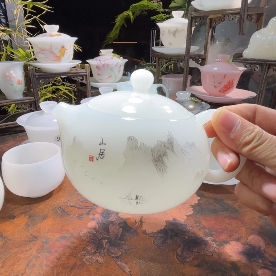 璞玉釉烧水墨山居西施壶200ml