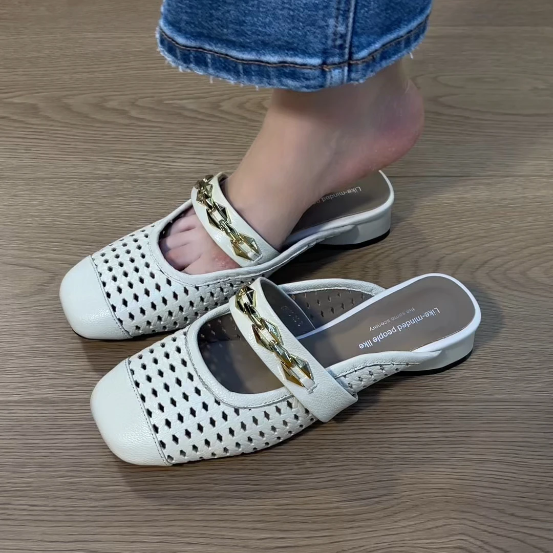 拖鞋半托新款夏季日系拖鞋配裙子气质包头拖鞋时尚拖鞋女款