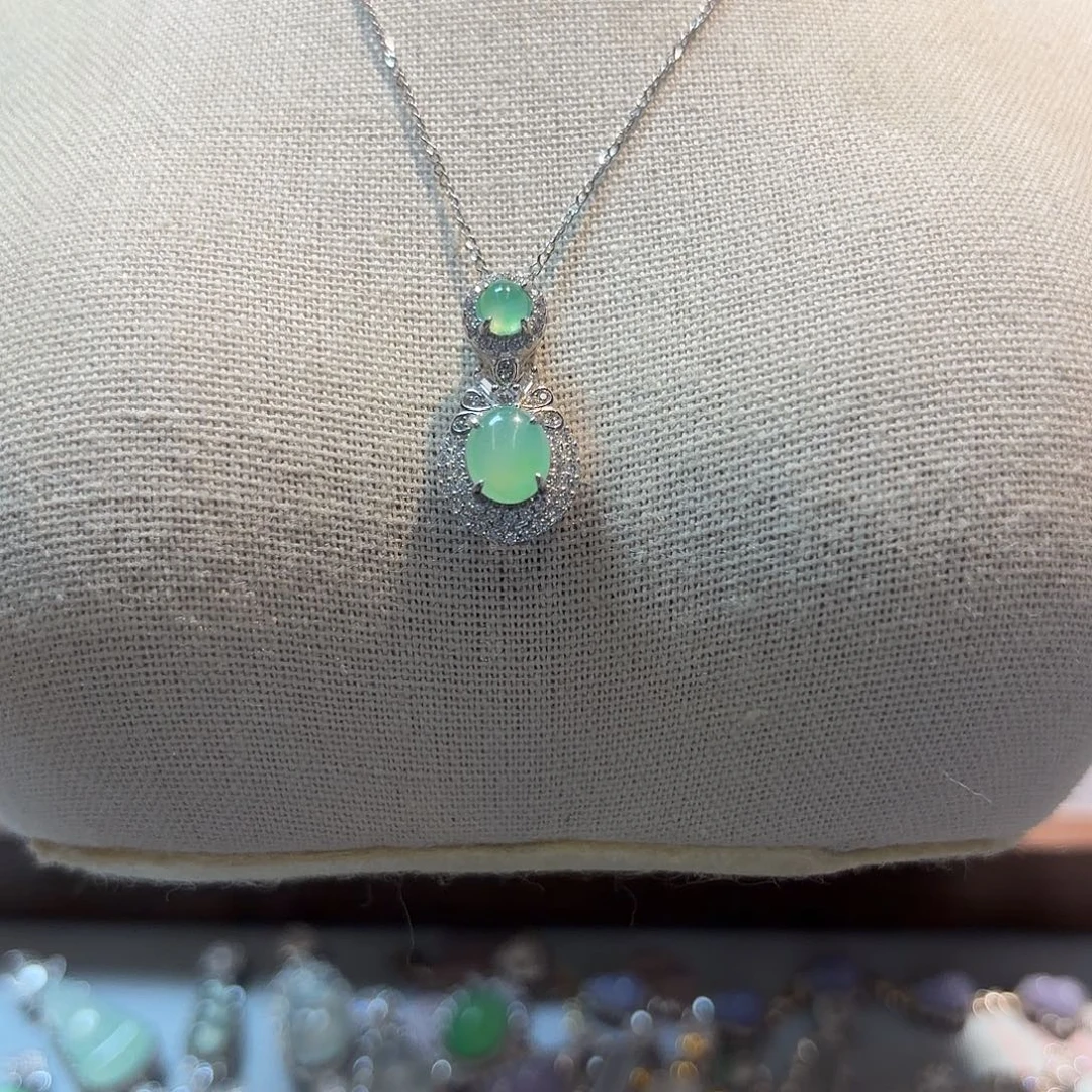 翡翠银S925镶嵌吊坠(不含链)