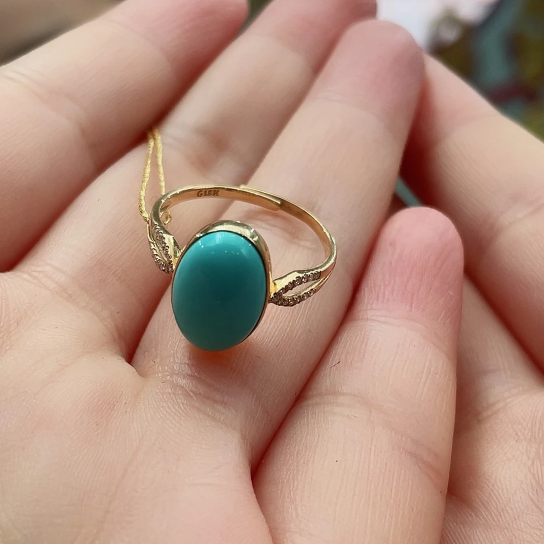 绿松石戒指18K金镶嵌