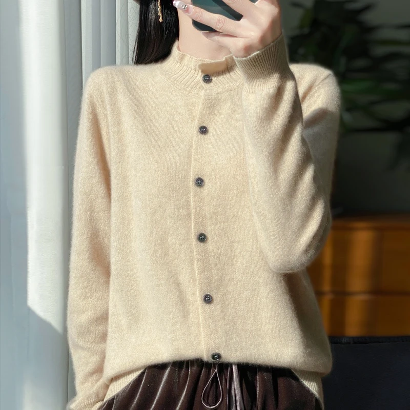 【100纯羊毛】木耳领花边衬衣羊毛针织衫ZM128