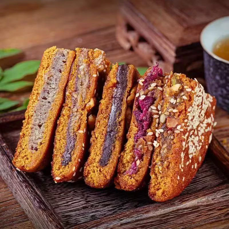 云南丘北特产（清真大荞饼月饼）五仁苏麻洗沙三香玫瑰团圆大饼