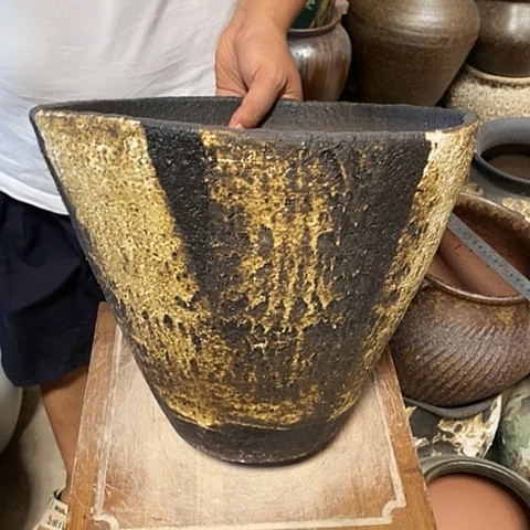 紫砂花盆口34高度28黑姹