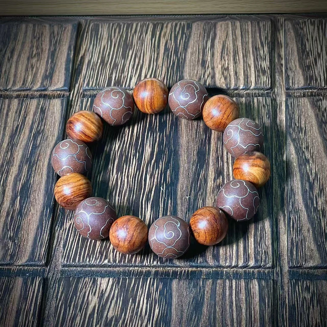 【龙涎香】【祥云纹金南单圈】【手持】古法合香珠