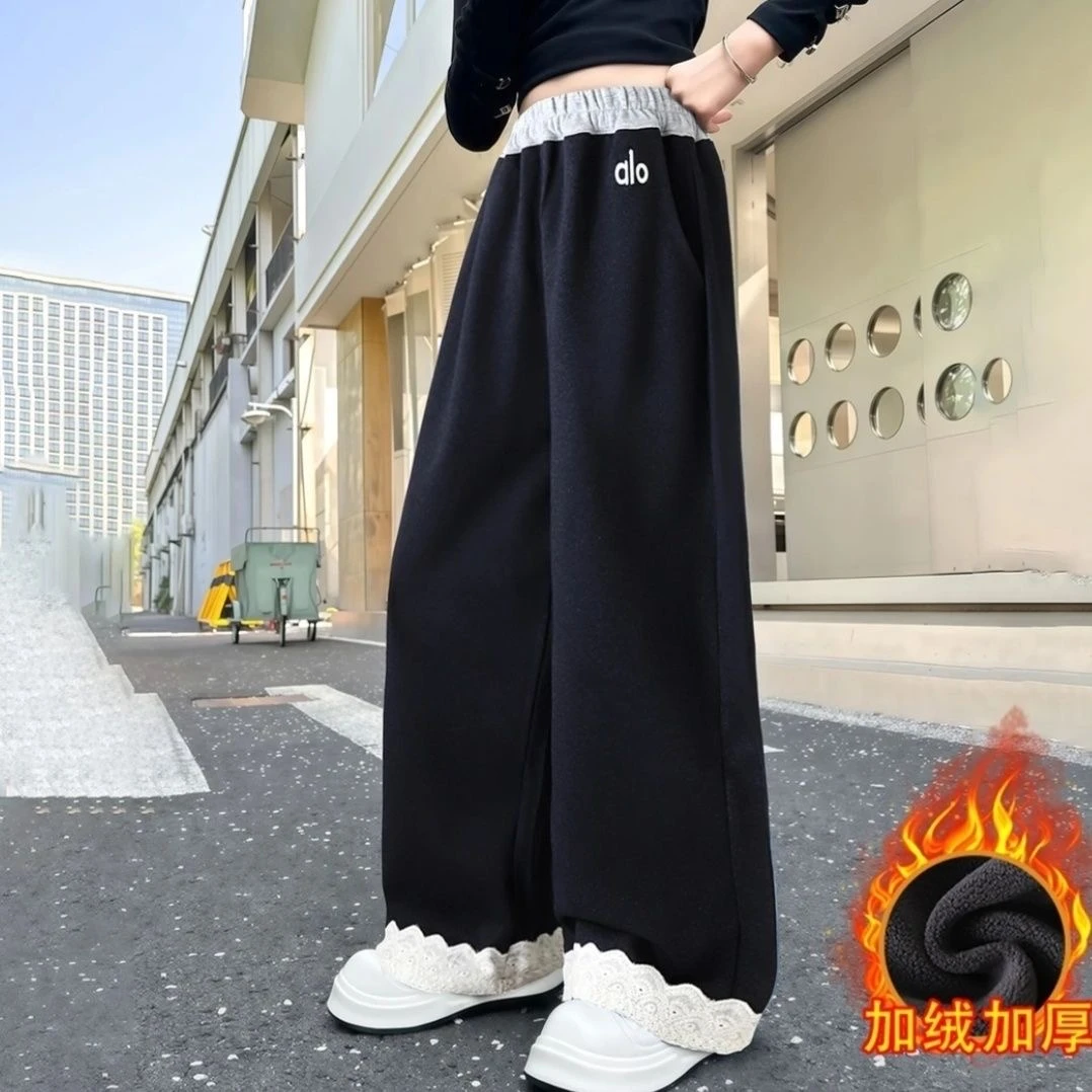 6-12岁女童牛仔裤加绒针织秋冬高弹针织牛仔中小女孩洋气裤子2025