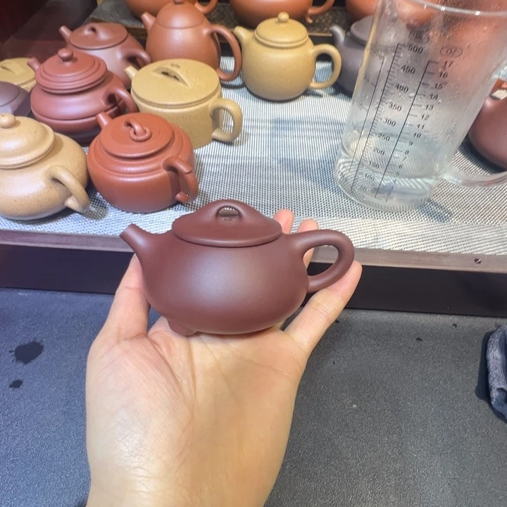 诗***方茶壶紫砂130毫升左右半手工制作工艺