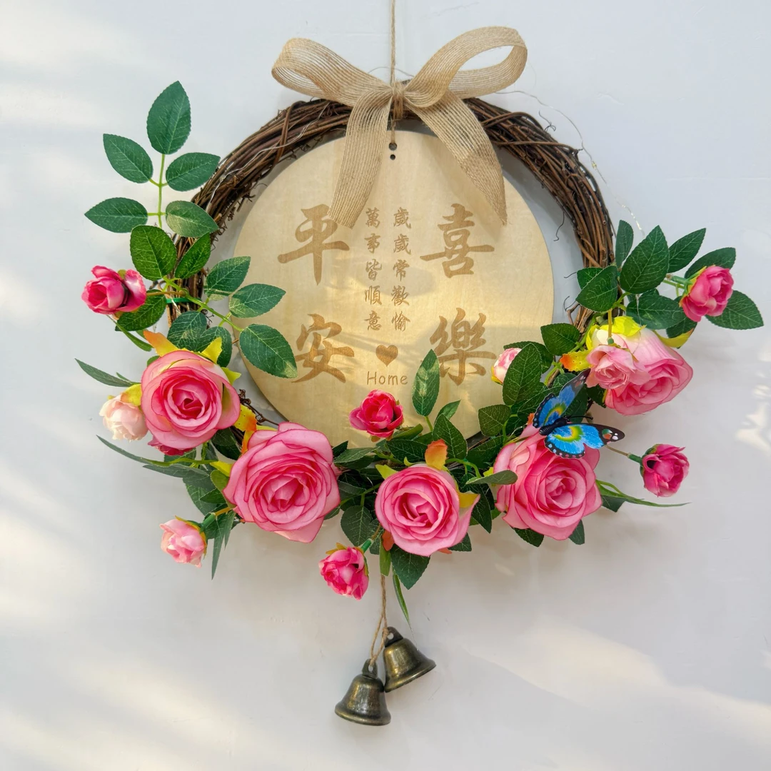 韩系纯手工花环挂式墙面装饰卧室门入户门店面门头挂件餐厅挂饰花