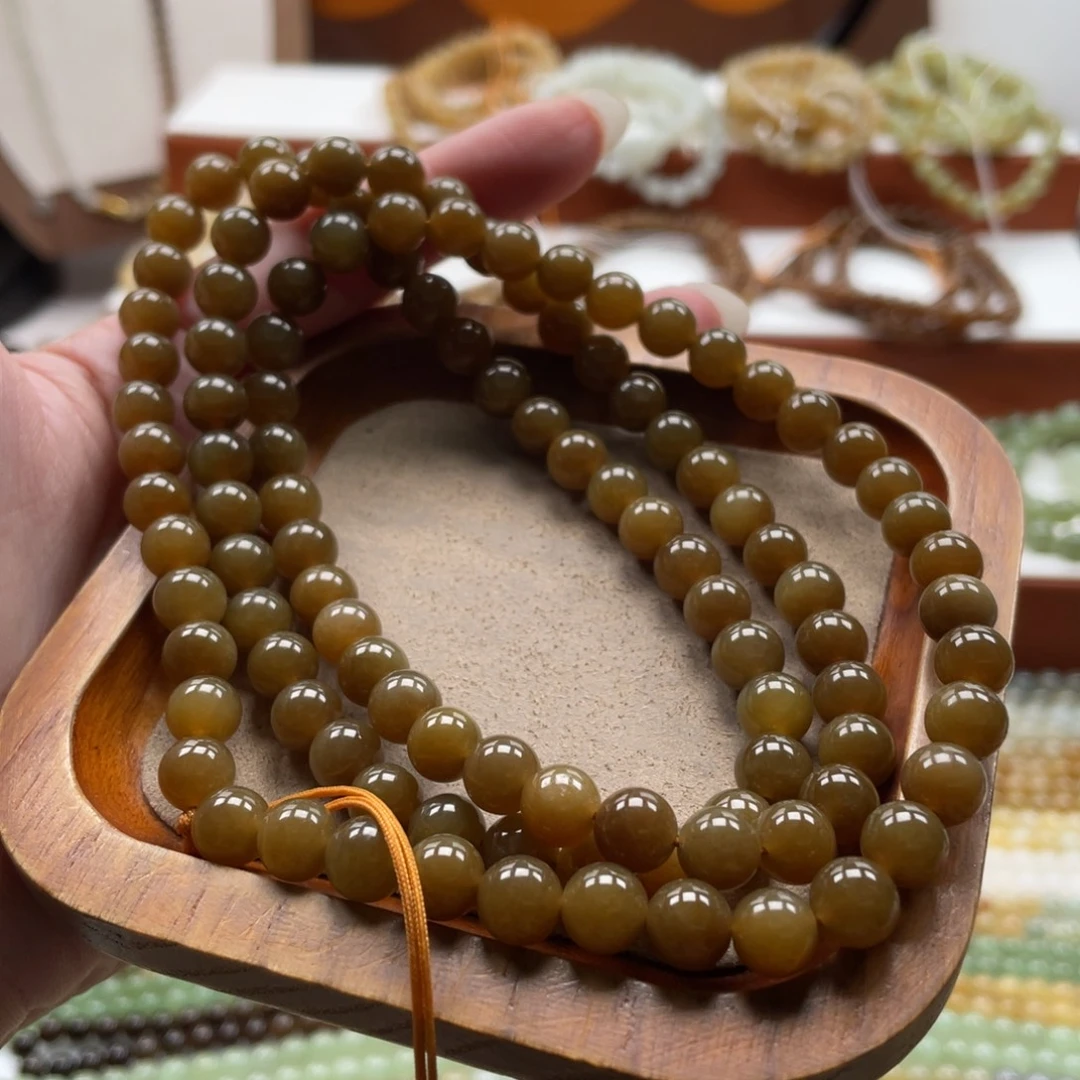 和田玉未镶嵌毛衣链珠串8mm